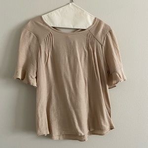 Sweet Tan Blouse with Bow Behind Neck